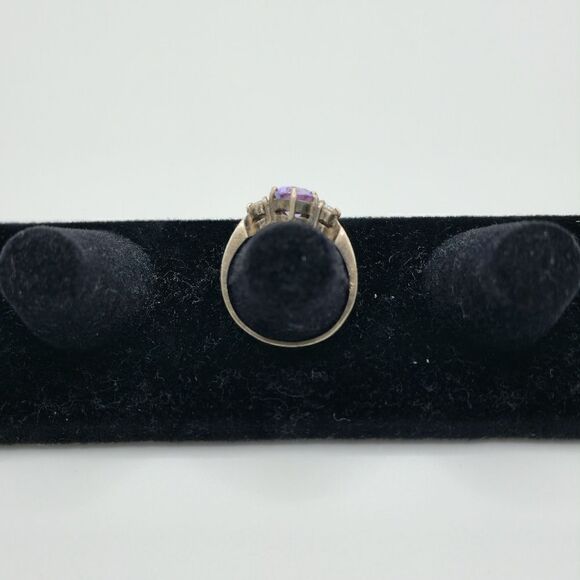 Vintage Silver purple sapphire diamond ring - Picture 5 of 11